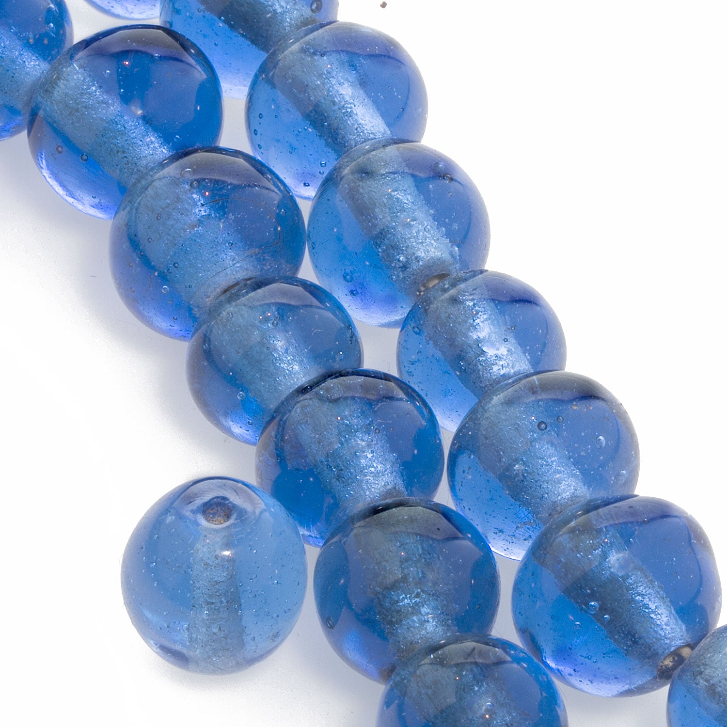 Antique Chinese translucent bubbly blue“Peking Glass” beads.9-10mm –  Earthly Adornments