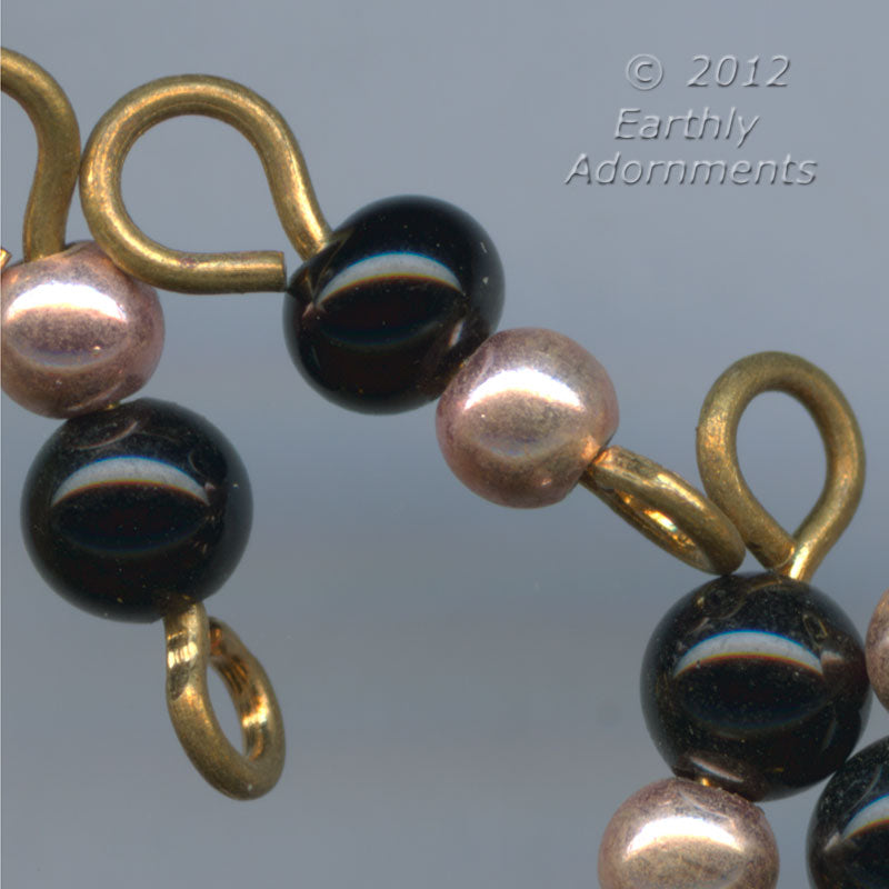 Black Glass and Copper Round Beads on wire. Japan. Pkg 25. b11-bw-2029 –  Earthly Adornments