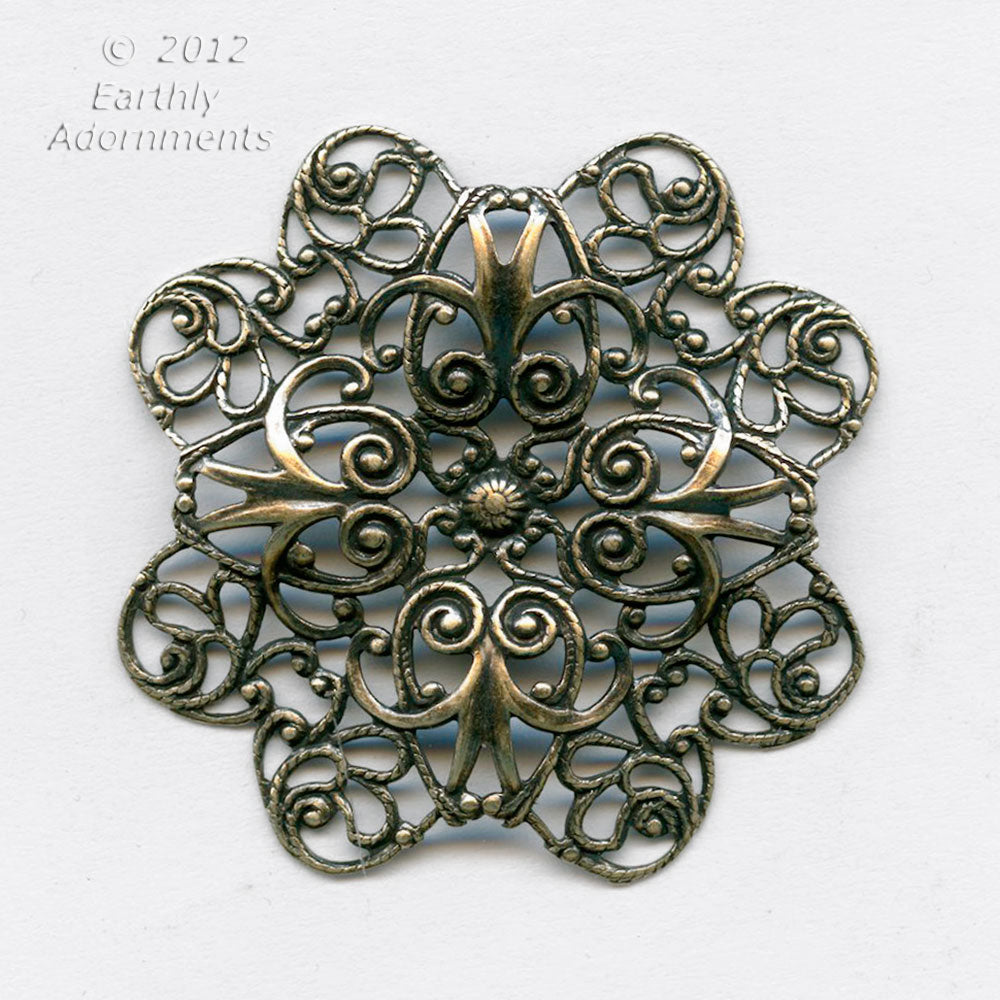 Antique Oxidized Brass Victorian Stamping 