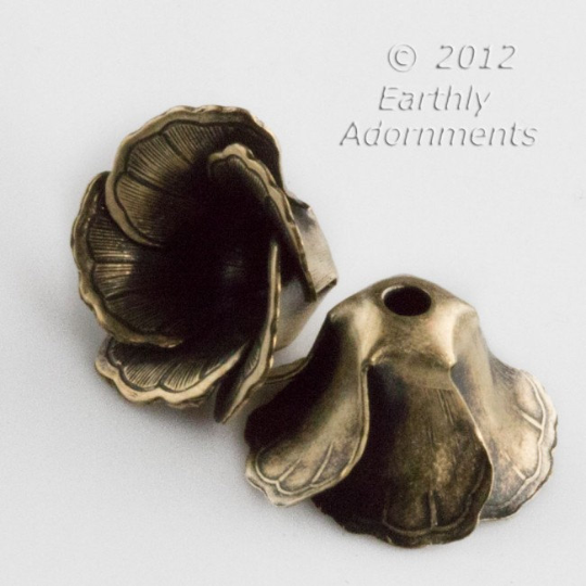 Brass Oxidized Brass Leaf Bead Cap