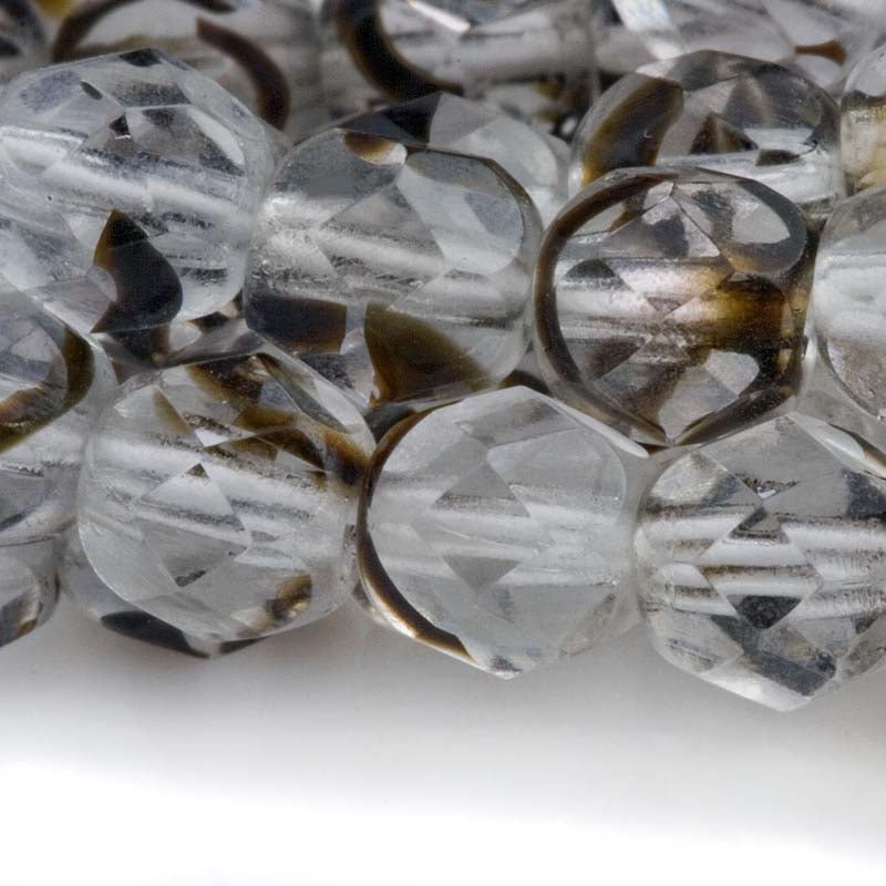 Czech Fire Polished Glass Beads 8mm Round 'Crystal/Color Mix' (25 pcs) 