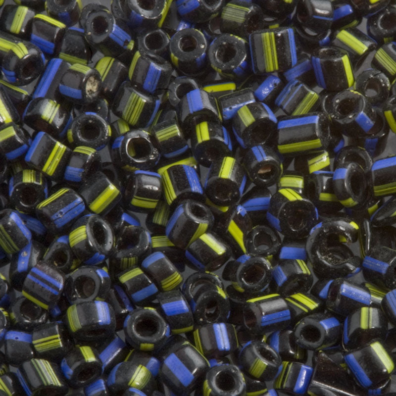 Antique Italian Hudson Bay seed beads 12/0 black with yellow and blue –  Earthly Adornments