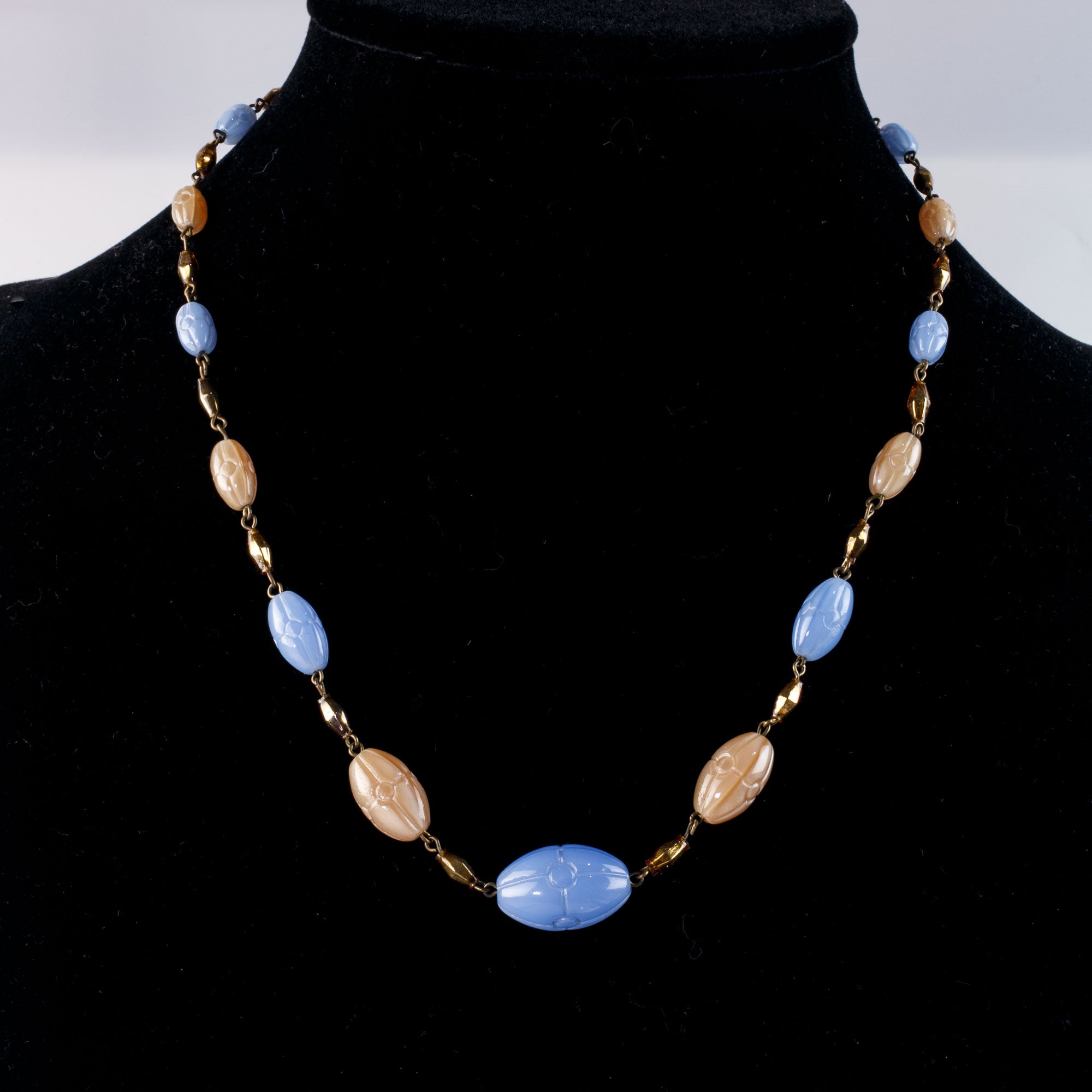 Vintage 30s Faceted Blue deals Glass Necklace