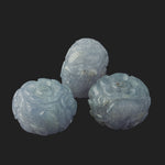 Lavender Blue Jadeite Carved Dragon Beads, with flowers. b4-jad502