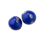 Chinese cobalt blue Peking glass bead with white and red millefiori 19mm. Pkg 1. b11-bl-2113