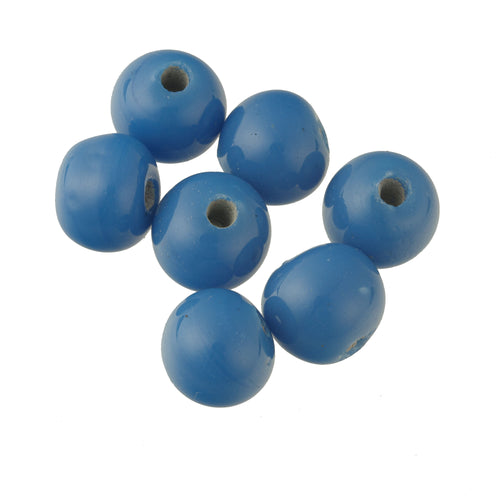 Chinese opaque blue Peking Glass beads 11mm. Pkg 4.  b11-bl-2180