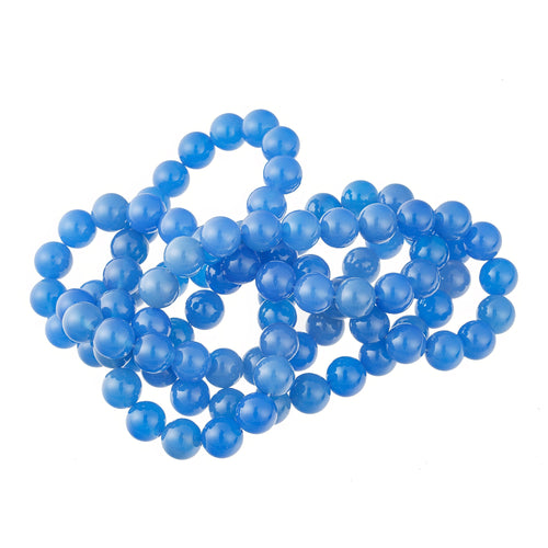 Chalcedony, translucent blue beads, 8mm, 1980's. Pkg 25. b4-cha130