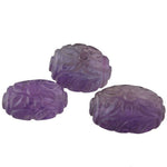 Vintage Floral Carved Amethyst Beads, gemstone quality, oval. 10+ cts. Pkg 1. 1970s. b4-ame243