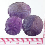 Vintage Floral Carved Amethyst Beads, gemstone quality, oval. 10+ cts. Pkg 1. 1970s. b4-ame243