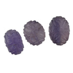 Vintage Floral Carved Amethyst Beads, gemstone quality, oval. 10+ cts. Pkg 1. 1970s. b4-ame243