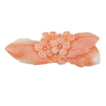 Salmon Pink Coral Cabochon carved floral design, natural, untreated.  b4-cor468