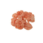 Salmon Pink Coral Cabochon carved floral design, natural, untreated.  b4-cor475