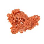 Salmon Coral Cabochon carved floral basket, natural, untreated.  b4-cor480