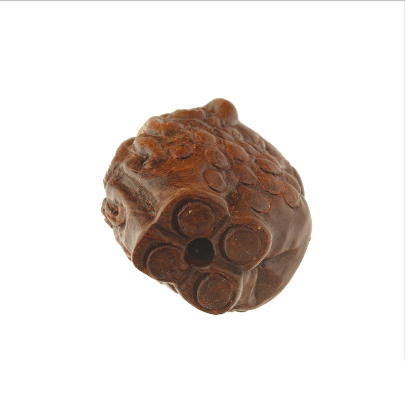 Hand carved Rosewood Fu Lion vintage beads. 30x20x17mm.  Pkg.1 China 1970s.  b7-wo359