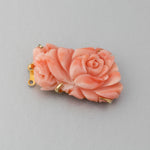 Carved Coral Rose 3 strand clasp. 34x20mm. Gold filled.  b8-372js