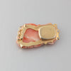 Carved Coral Rose 3 strand clasp. 34x20mm. Gold filled.  b8-372js