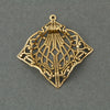 Antique finish 24k gold plated brass filigree pendant with setting for 18mm cabochon. 32x35mm. 1 pc. b9-2183g (