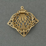 Antique finish 24k gold plated brass filigree pendant with setting for 18mm cabochon. 32x35mm. 1 pc. b9-2183g (