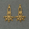 Vintage antique finish 24k gold plated brass filigree chandelier drop. 30x17mm Pkg. of 2. b9-0638g