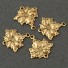 Antique finish 14k gold plated stamped brass hibiscus connector. 15x16mm. Pkg. of 4. B9-0831 g