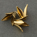 Flower petal style bead cap,24k gold plated brass. 4 expandable petals.  11mm, pkg of 6. b9-2247g