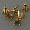 Flower petal style bead cap,24k gold plated brass. 4 expandable petals.  11mm, pkg of 6. b9-2247g