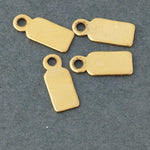 Antique finish 24k gold plated brass rectangular tabs. Glue on to stones or cabochons.  12x5mm. Pkg 4. B9-2500g