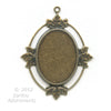 Brass solid back oval frame pendant setting for cabochon. Various finishes 5 sizes. b9-0803