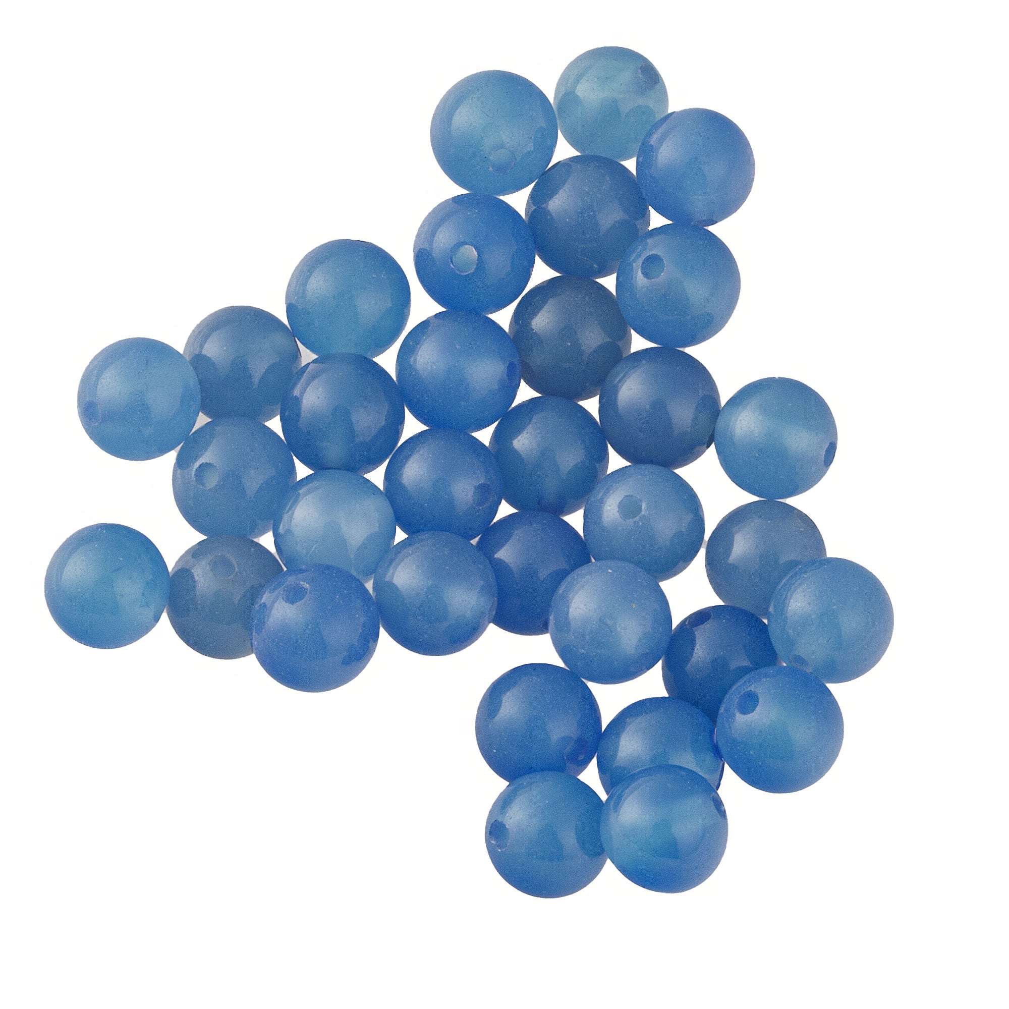 Chalcedony, translucent blue beads, 8mm, 1980's. Pkg 25. b4-cha130 ...