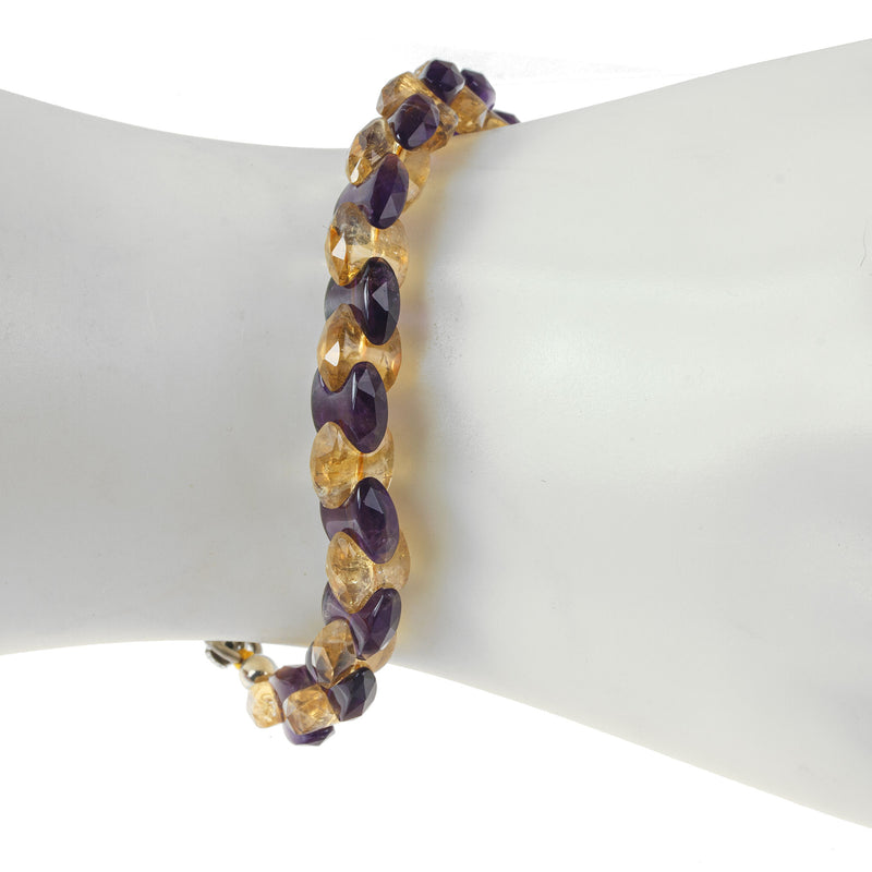 Faceted Amethyst and Citrine Vertebrae bracelet. brbd001