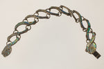 Sterling silver and abalone inlay link bracelet.  Vintage pre-eagle 1940s Mexico.  Signed. brvs989