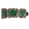 Casa Prieto Mexico signed sterling silver & carved green agate Aztec face panel bracelet. 1930s.  brvs990JL