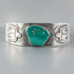 Vintage Navajo Fred Harvey style sterling silver and turquoise cuff bracelet c.1930s-40s. brvs992cs