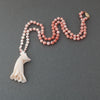 Angelskin coral carved Flower pendant and coral bead necklace. nlfn121