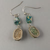 Old carved Egyptian scarab and Roman glass earrings. erbd191