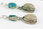 Old carved Egyptian scarab and Roman glass earrings. erbd191