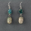 Old carved Egyptian scarab and Roman glass earrings. erbd191