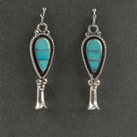 Native American Sterling silver and turquoise squash blossom earrings. ervs909