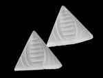 Art Deco Bohemian white matte glass molded flat back equilateral triangle.17mm each side. Package of 2. b5-934