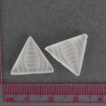 Art Deco Bohemian white matte glass molded flat back equilateral triangle.17mm each side. Package of 2. b5-934