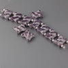 Vintage Czech Picasso finish 2-hole beads purple & white. 14x16mm. Pkg of 7. b11-pp-0428