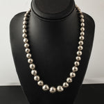 Vintage 1940s Mexico sterling 'silver pearls' graduated necklace, 18 inches. nlvs749