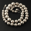 Vintage 1940s Mexico sterling 'silver pearls' graduated necklace, 18 inches. nlvs749