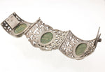 Casa Prieto Mexico signed sterling silver wide pierced panel bracelet Ocean Jasper stones. 1930s.  brvs988JL