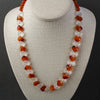 Carnelian and Clear Quartz Diamond Shaped Bead Necklace. 20". nlbd1000