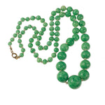 Mottled Green "Peking Glass" crumb bead necklace,  1920's.  nlbd2202