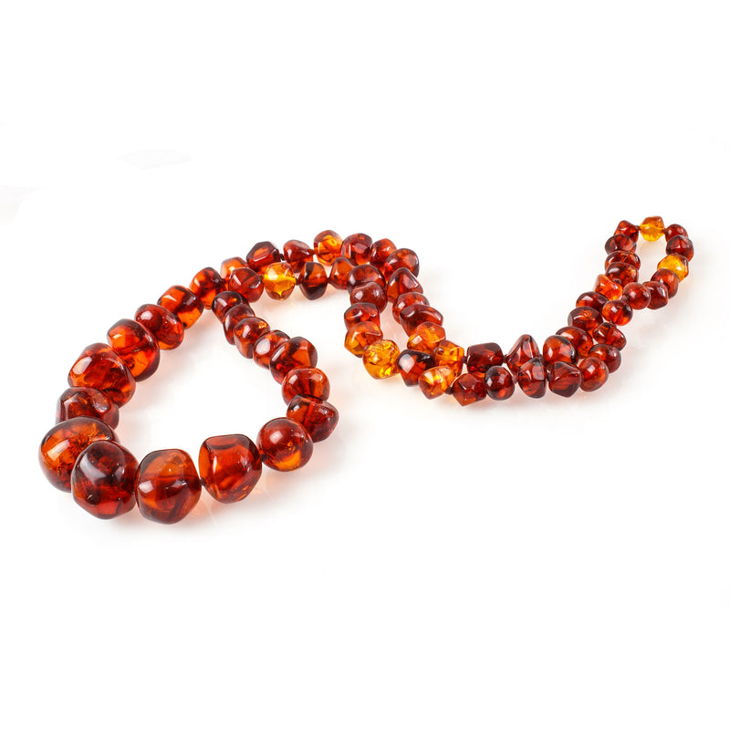 Baltic Cognac Amber artfully faceted bead necklace.  24 inches. nlbd2214