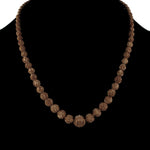 Vintage tea stained bone carved rose bead graduated necklace. 18.5 inches. j-nlbd2217