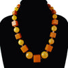 Art Deco Yellow Bakelite Round and Square bead necklace. nlbk808