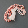 Angelskin coral carved Flower pendant and coral bead necklace. nlfn121